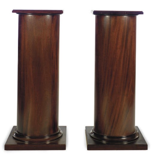 A PAIR OF ENGLISH MAHOGANY PEDESTALS,