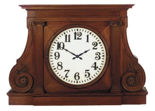A MAHOGANY AND MARBLE OVERMANTEL CLOCK,