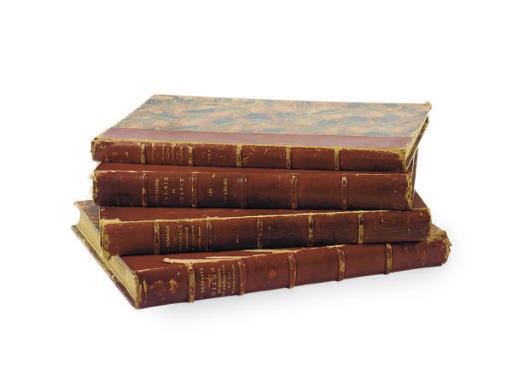 FOUR LEATHER-BOUND FOLIOS OF FRENCH DECORATIVE ARTS,