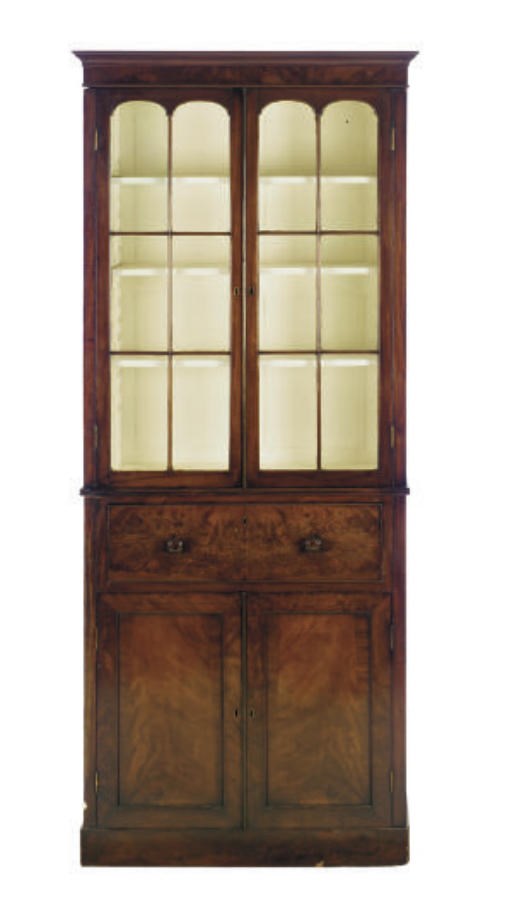 A PAIR OF LATE GEORGE III MAHOGANY BOOKCASES