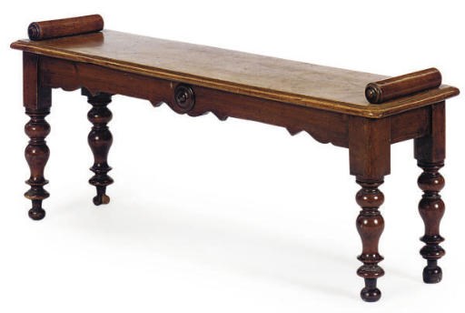 AN EARLY VICTORIAN MAHOGANY LOW BENCH,