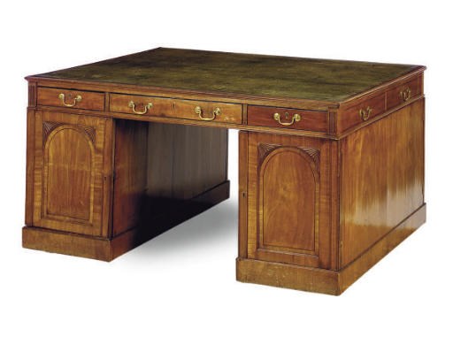 A VICTORIAN MAHOGANY PARTNER'S DESK,