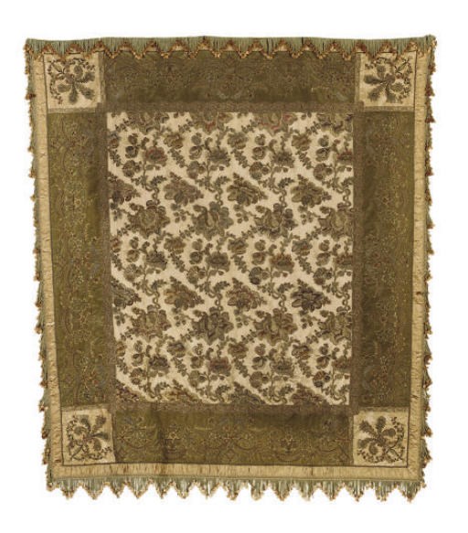 AN ITALIAN EMBROIDERED SILK THROW,