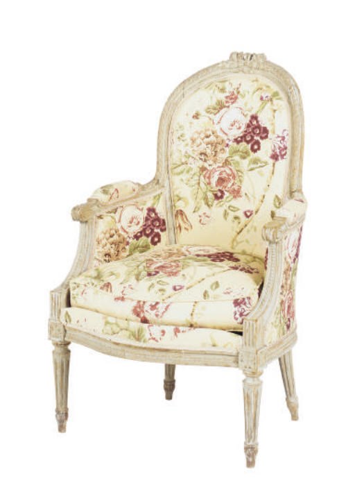 A PAIR OF LOUIS XVI GREY PAINTED BERGERES,