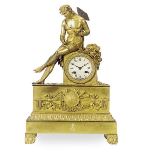 A CHARLES X ORMOLU MANTLE CLOCK,