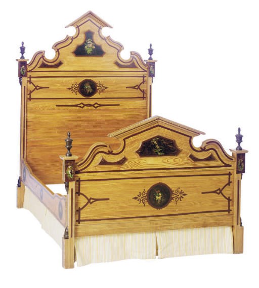 A VICTORIAN GRAIN-PAINTED COTTAGE BEDROOM SUITE,