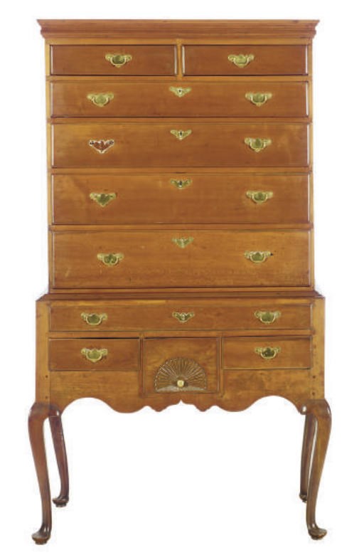 AN AMERICAN QUEEN ANNE CHERRYWOOD HIGH-CHEST OF DRAWER,
