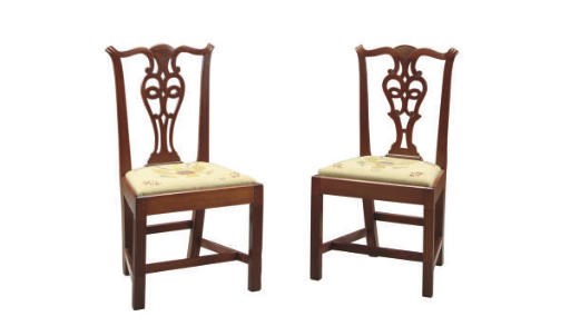 TWO CHIPPENDALE MAHOGANY SIDE CHAIRS