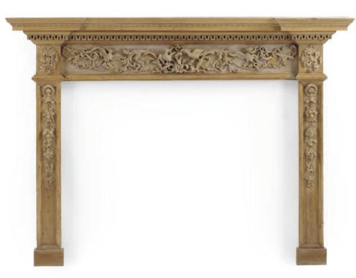 AN ENGLISH CARVED-PINE CHIMNEYPIECE,