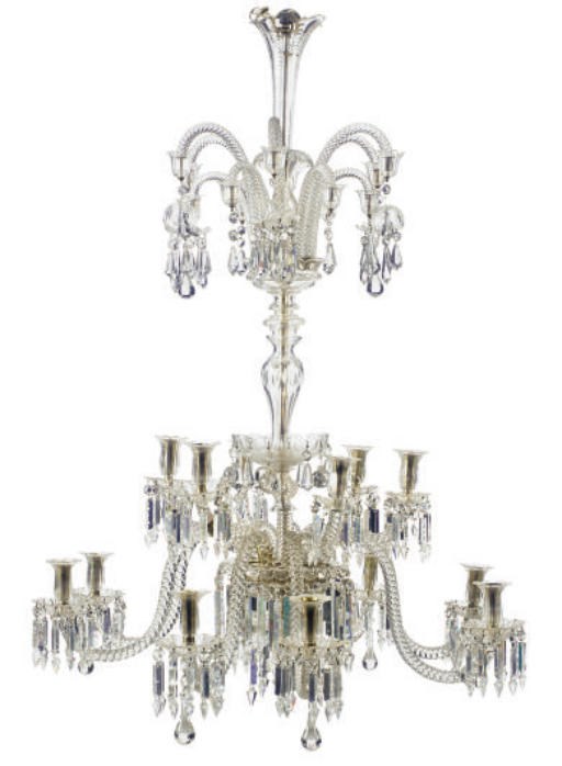 A CUT AND MOLDED GLASS FOURTEEN-LIGHT CHANDELIER,
