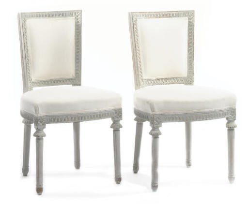 A PAIR OF SWEDISH WHITE PAINTED CHAISES,