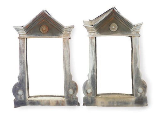 A PAIR OF FRENCH ZINC WINDOW SURROUNDS,