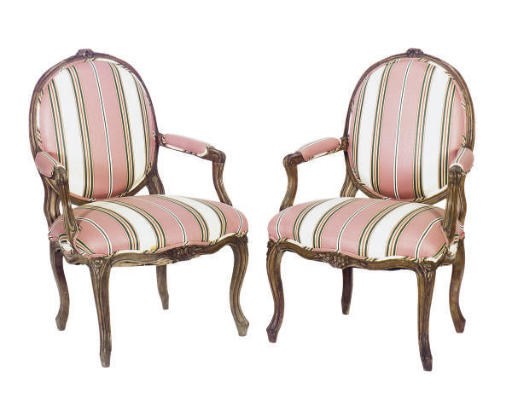 A PAIR OF LOUIS XV CARVED BEECHWOOD FAUTEUILS,