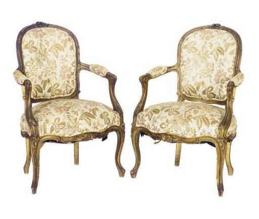 A PAIR OF FRENCH GILTWOOD FAUTEUILS,