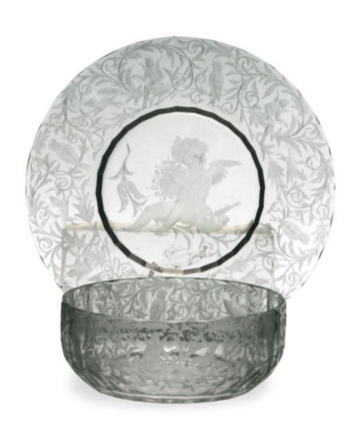 A GROUP OF GLASS STEMWARE AND TABLEWARE,