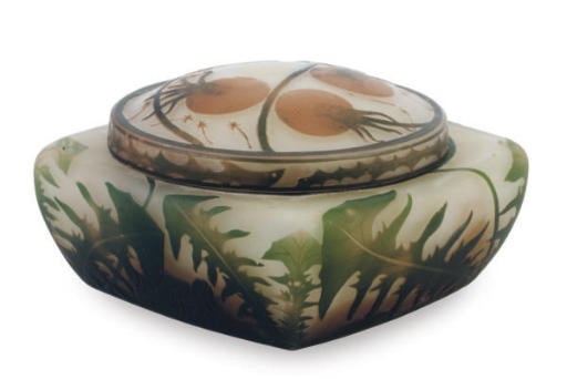 A FRENCH CAMEO GLASS BOX AND COVER,