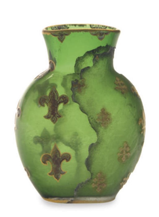 A FRENCH GILT CAMEO GLASS VASE,