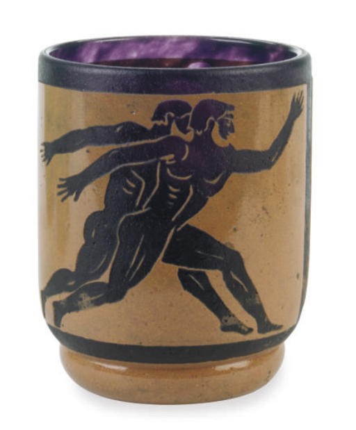 A FRENCH INTAGLIO CARVED GLASS BEAKER,