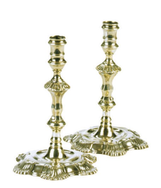 A PAIR OF GEORGE II SILVER TAPERSTICKS