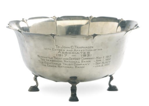 AN AMERICAN SILVER LOBED BOWL,