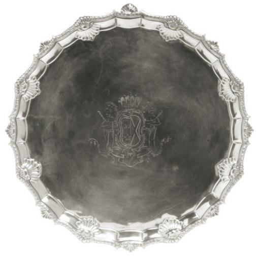 A GEORGE III SILVER SALVER,