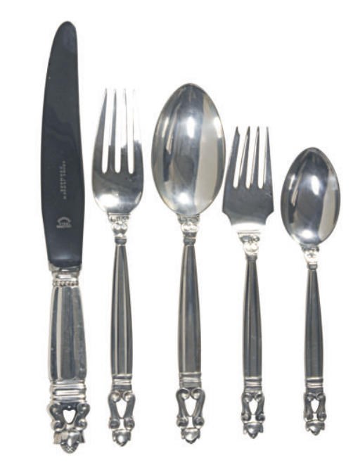 A DANISH SILVER PART FLATWARE SERVICE,