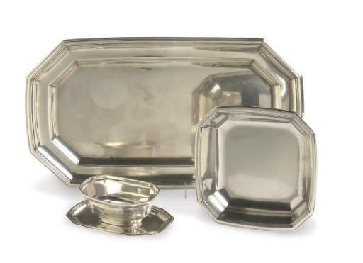 A GROUP OF FRENCH SILVER TABLE SERVICE PIECES,