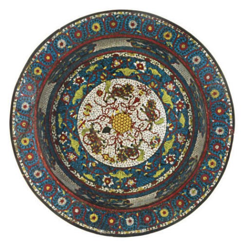 A LARGE CHINESE CLOISONNÉ ENAMEL BASIN,