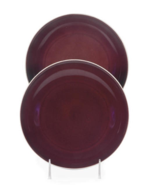 A PAIR OF CHINESE COPPER-RED-GLAZED DISHES,