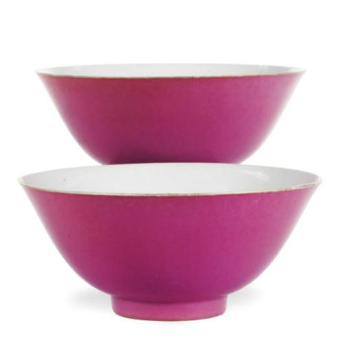A PAIR OF CHINESE RUBY-PINK GLAZED BOWLS,