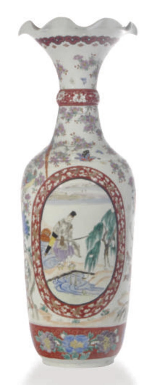 A LARGE PORCELAIN ENAMELLED VASE,