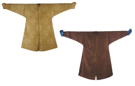 A BEIJE GAUZE COAT AND A BROWN GAUZE COAT,