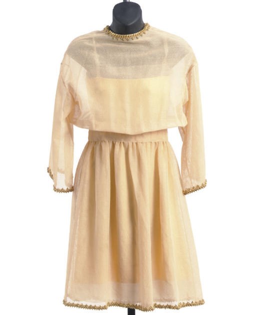 A CHRISTIAN DIOR PARIS APRICOT GAZAR DRESS,