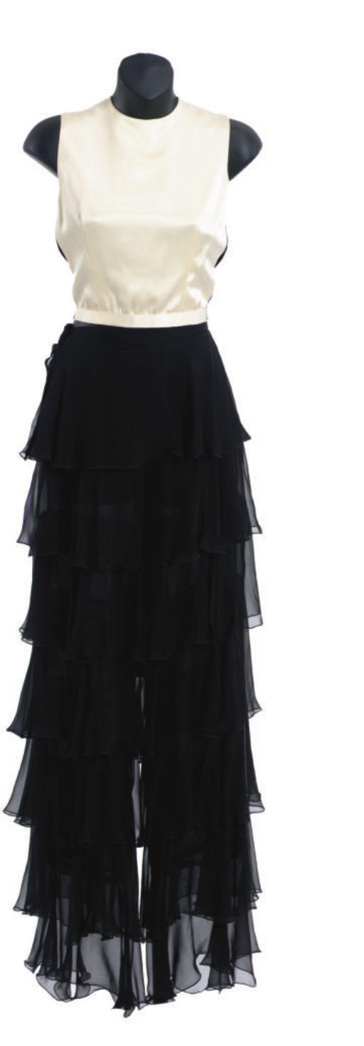 A BLACK AND WHITE EVENING ENSEMBLE,