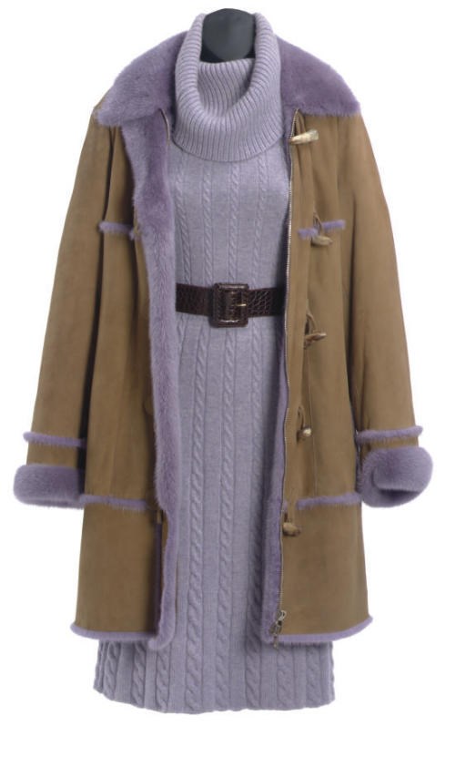 A MICHAEL KORS COAT AND SWEATER DRESS ENSEMBLE,
