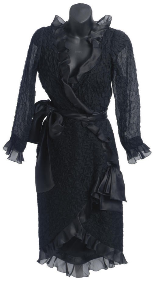AN YVES SAINT LAURENT PARIS BLACK COCKTAIL DRESS,