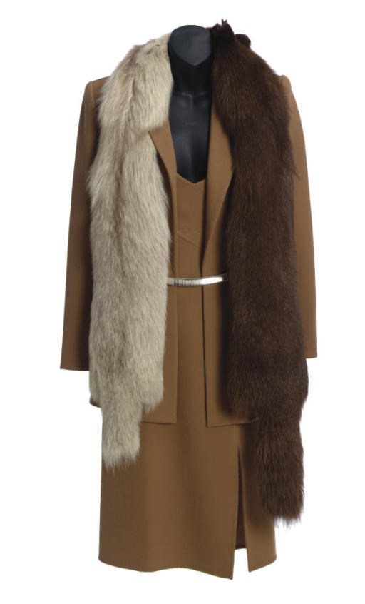 A DOMINIQUE SIROP PARIS CARAMEL COLORED DAY ENSEMBLE,