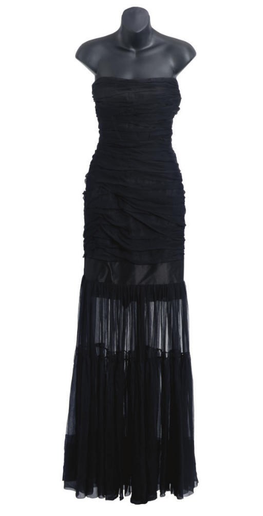 AN YVES SAINT LAURENT COUTURE BLACK COCKTAIL DRESS,