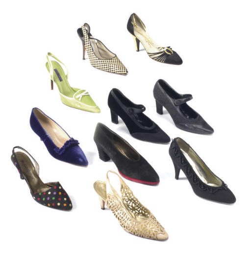 TEN PAIRS OF HIGH HEELS,