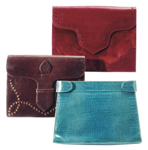 THREE CLUTCH BAGS,
