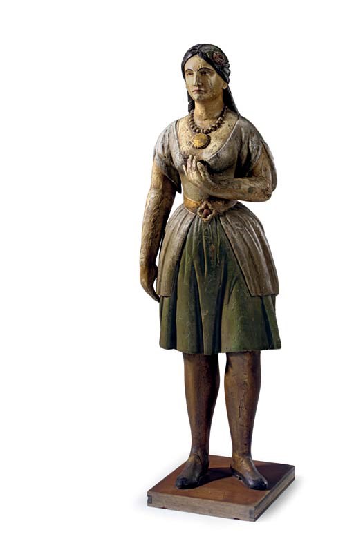A CARVED AND PAINT-DECORATED 'JENNY LIND' TRADE FIGURE