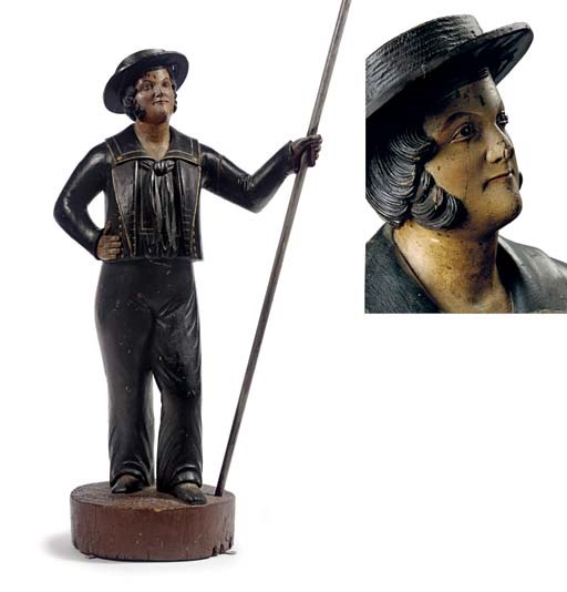 A CARVED AND PAINT-DECORATED FIGURE OF 'JACK TAR'