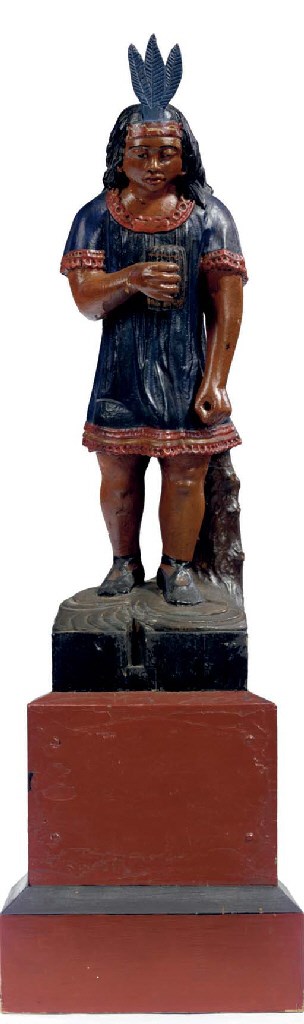 A CARVED AND PAINT-DECORATED INDIAN PRINCESS