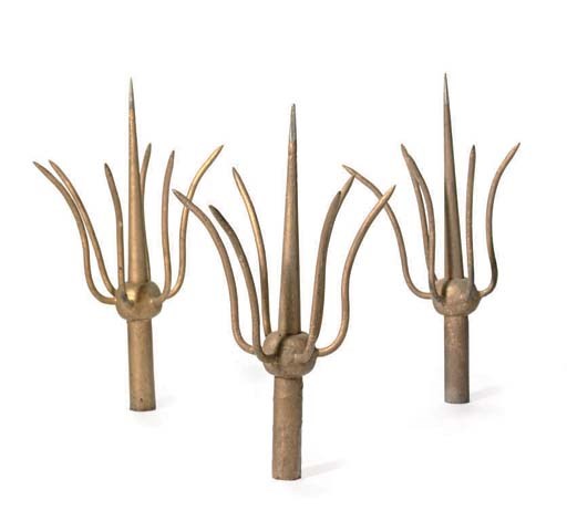 THREE GILT WEATHERVANE FINIALS