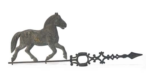 A GILT MOLDED COPPER TROTTING HORSE WEATHERVANE