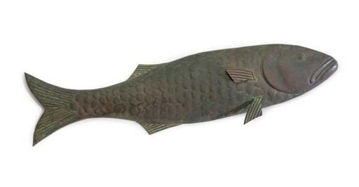 ONE SIDE OF A GILT MOLDED COPPER FISH WEATHERVANE