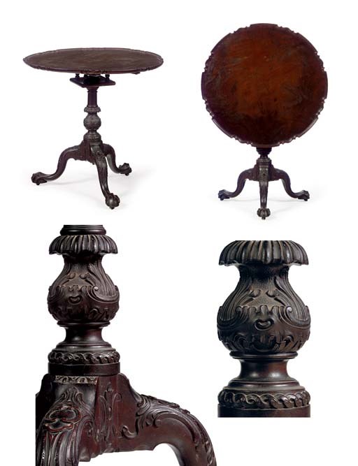 THE FISHER-FOX FAMILY CHIPPENDALE CARVED MAHOGANY TEA TABLE