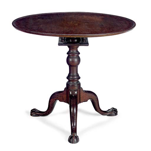 THE FISHER-FOX FAMILY CHIPPENDALE MAHOGANY DISH-TOP TEA TABLE
