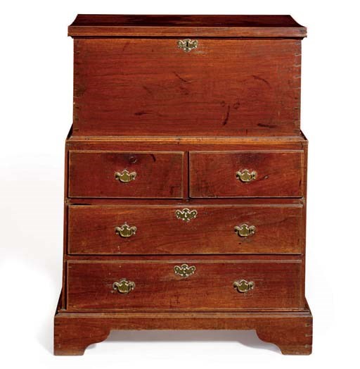 A CHIPPENDALE WALNUT BLANKET CHEST-ON-CHEST