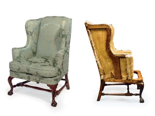 A CHIPPENDALE CARVED MAHOGANY EASY CHAIR